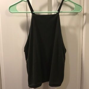 Olive green faux suede top